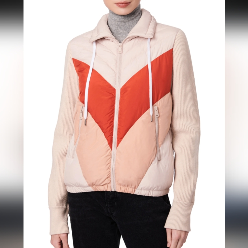 BERNARDO Women's Beige and Red Puffer Jacket